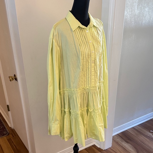 Free People Yellow Button-Up Ruffle Dress - Picture 4 of 7